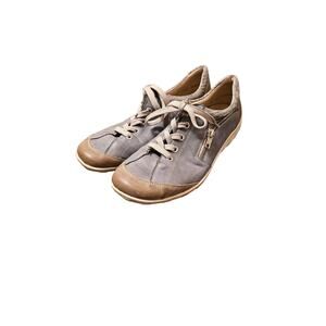 Remonte‎ Shoes Sneakers Blue Metallic Lace Up Side Zip Womens size 8.5 EUR 40